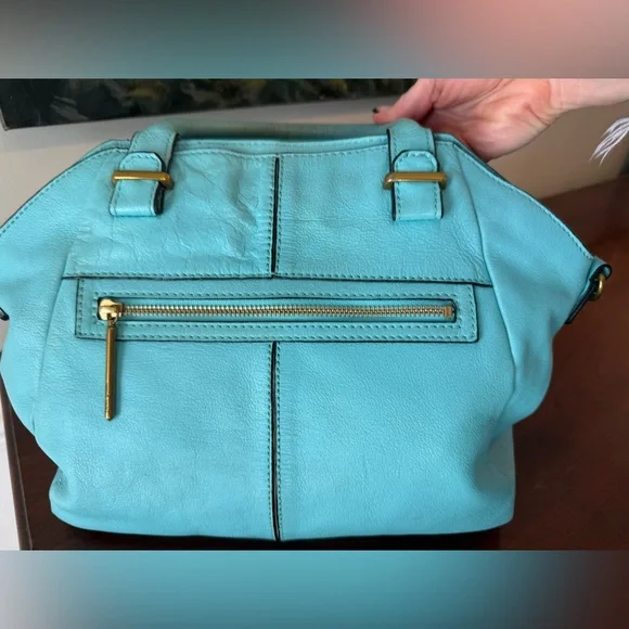 Elliott Lucca Medium Faro Turquoise Leather Satchel Crossbody | Beach Ready ☀️🏝️ - Picture 8 of 17